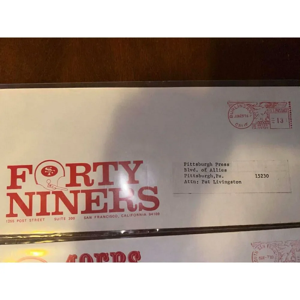 Rare NFL Francisco 49ers lot of 3 press release envelopes 1970s 1980s
